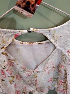 Chic Floral Eyelet Tie-Front Blouse