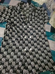 Stylish Black &amp; White Patterned Jacket