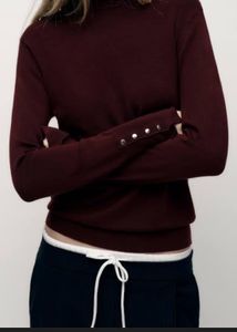 Zara Burgundy Turtleneck Top