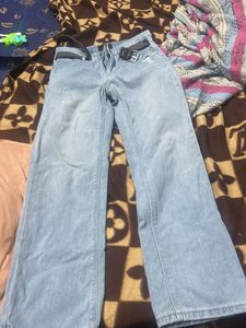 Light Wash Wide Leg Jeans with Belt