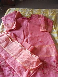 Pink Embroidered Kurta