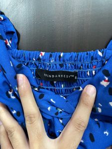 Blue Peplum Front-Twist Top