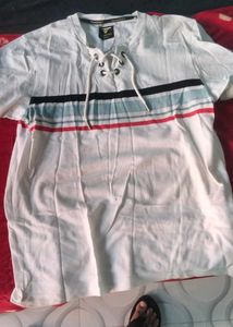 Men's Striped Lace-Up T-Shirt