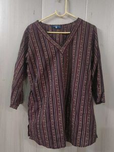 V-Neck Striped Kurta