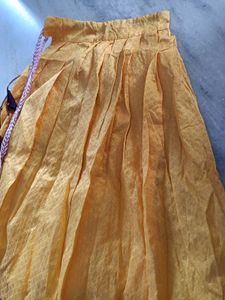 Vibrant Yellow Ethnic Skirt with Brocade Border