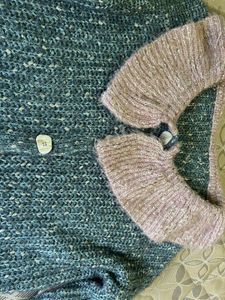Knitted Cardigan with Unique Collar