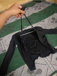 Black Tie-Front Cardigan