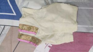 Cream Silk Blouse with Embroidered Sleeves