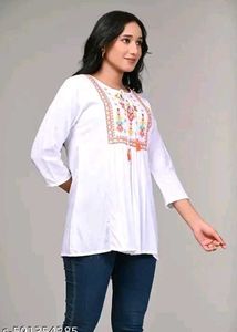 Embroidered White Kurta Tunic_XXL
