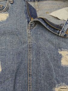 Distressed Denim Mini Skirt