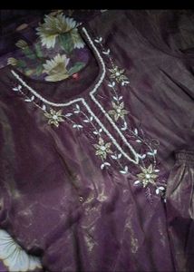 Embroidered Purple Kurta Set