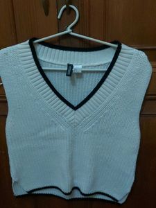 Cream V-Neck Sweater Vest
