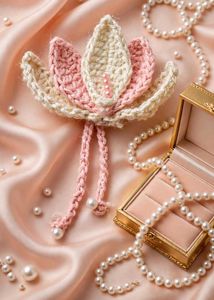 Crocheted Lotus Flower Hair Clip