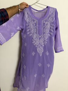 Elegant Lavender Chikankari Kurta with Inner