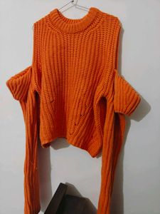 heavy imported Chic Cold Shoulder Knit Sweater