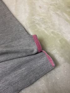 Gray Polo Shirt with Pink Trim