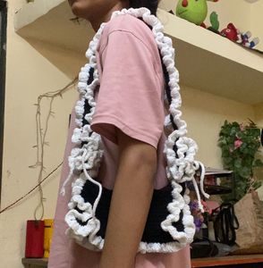 Crochet Ruffle Shoulder Bag