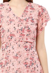 A- LINE Floral Pink Dress
