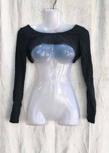 Victoria's Secret Black Cropped Long Sleeve Top