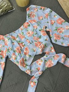Blue Floral Puff Sleeve Top