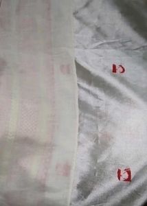 Traditional Bengali Saree with Floral Embroidery &amp;