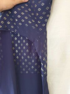 Navy Blue Printed Maxi Dress