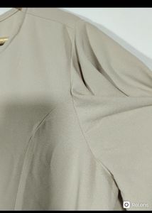 Chic Beige Ruffle Sleeve Dress