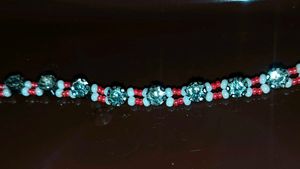 Handmade Red and White Beaded Bracelet
