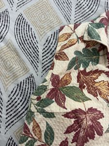 Autumn Leaf Print Button-Up Top