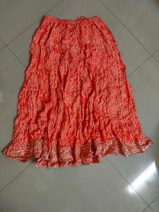 Beautiful Orange Bandhani Skirt