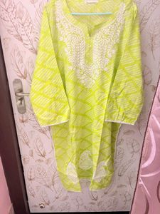 HOC Lime Green Embroidered Kurta