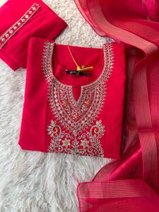Vibrant Pink Embroidered Kurta Set
