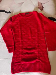 Chic Red Embellished Sweater