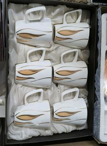Set of 6 Elegant White Mugs
