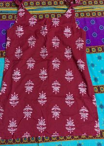 Red Floral Sleeveless Kurta