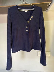 Navy Button Detail Top