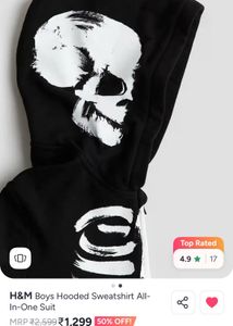 H&amp;M Skeleton Onesie Costume 12/13 year boy 👦