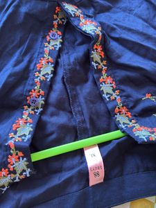 Embroidered Navy Blouse - XL