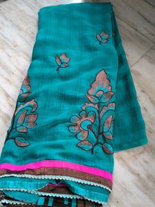 Beautiful Teal Embroidered Saree