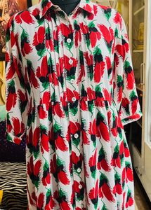 Chic Floral Print Button-Down Maxi Dress