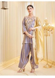 Farshi Lilac Kurta Set with Golden Dupatta