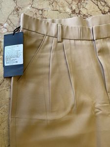 Beige High-Waisted Wide-Leg Trousers