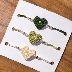 Handmade Crochet Heart Bracelets Set