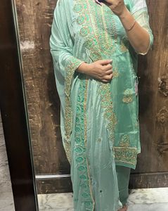 Elegant Mint Green Embroidered Kurta Set