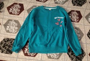 Teal "Be Happy" Graphic Sweatshirt