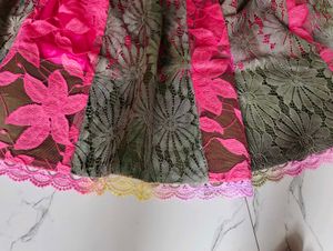 Vibrant Pink &amp; Olive Green Lehenga Choli Set