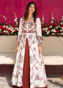 Elegant White & Maroon Embroidered anarkali Set