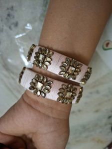 Elegant Pink Bangles with Embellishments