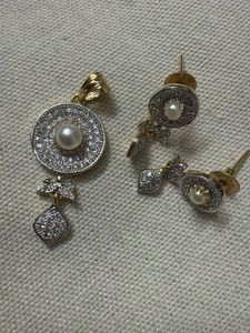 Elegant Pearl &amp; Diamond Jewelry Set