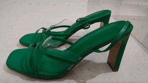 Green Heels with Clear Straps